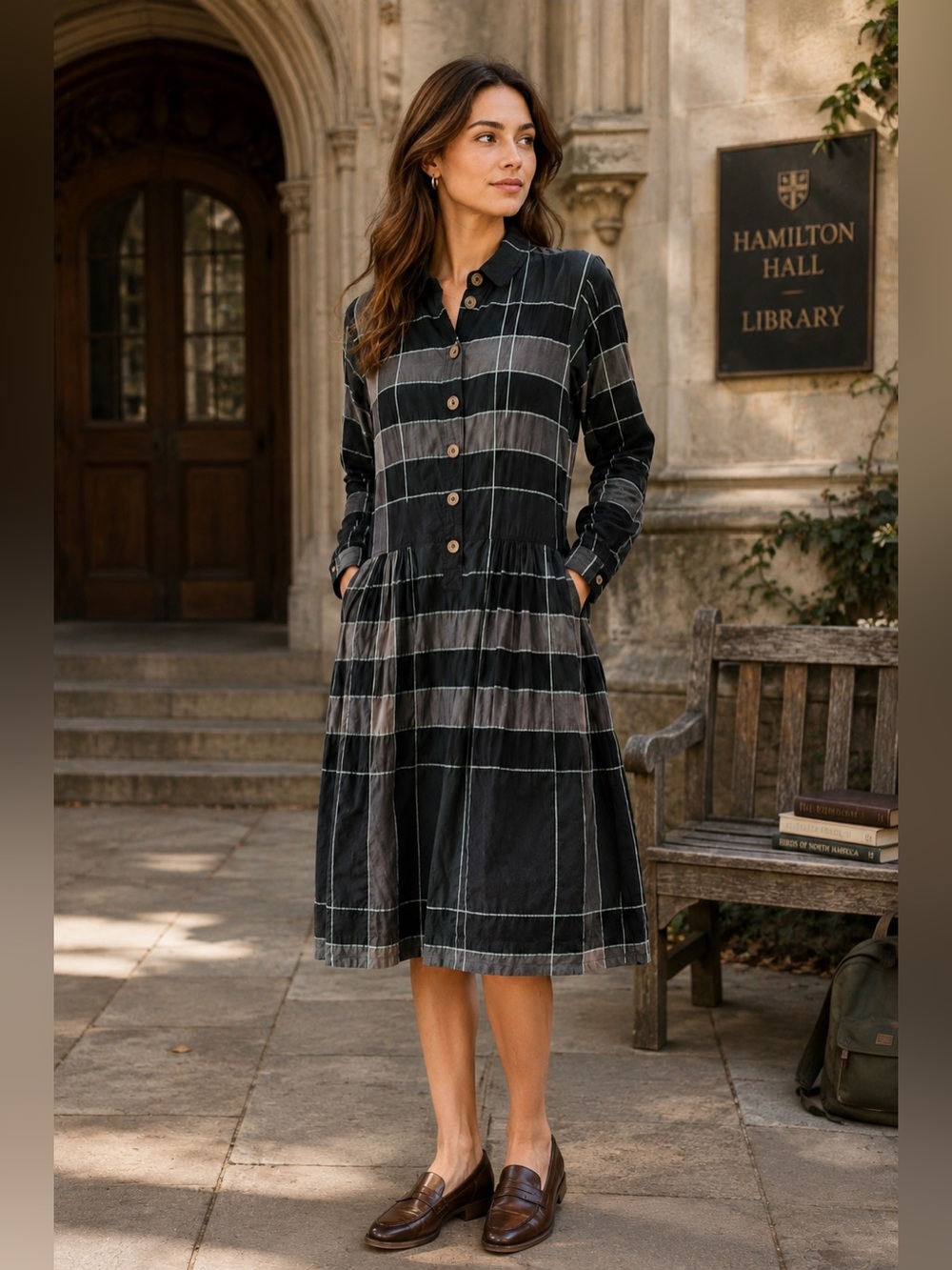 Burberry Brit Plaid Drop Waist Shirt Dress Size 8 Dark Academia